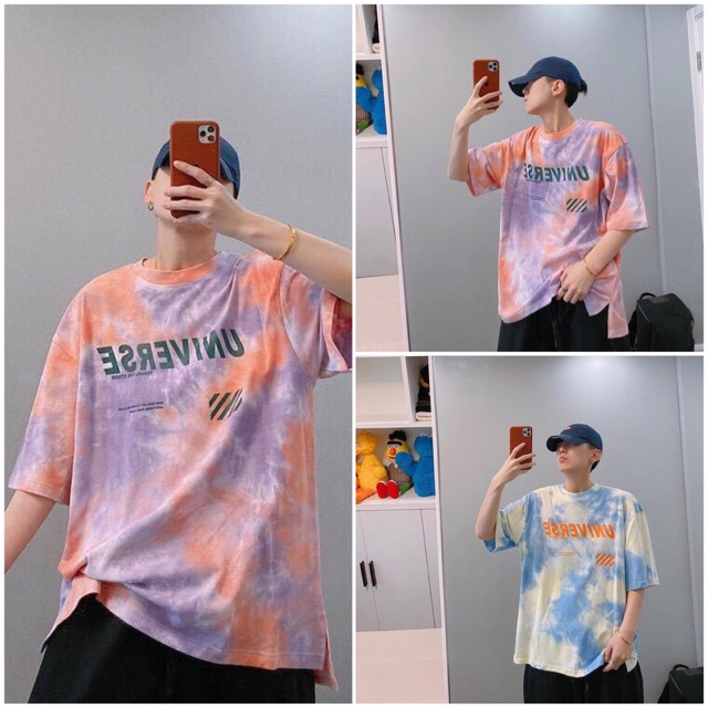 Áo thun tay lỡ unisex loang màu UNIVERSE