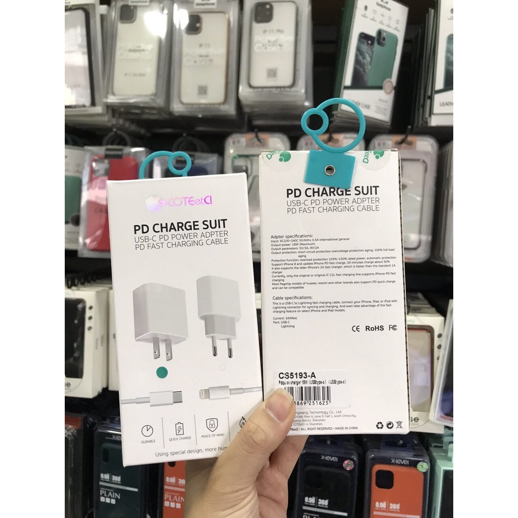 Bộ củ cáp sạc nhanh 18W chính hãng Coteetci