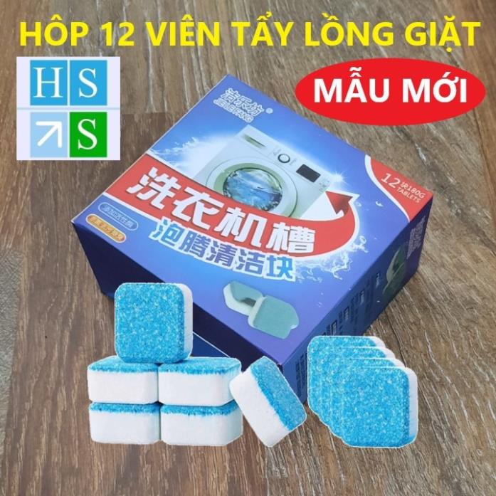 Hộp 12 Viên tẩy vệ sinh lồng Máy Giặt sủi sạch vi khuẩn tẩy sạch cặn bẩn lồng giặt - HS Shop Thủ Đức