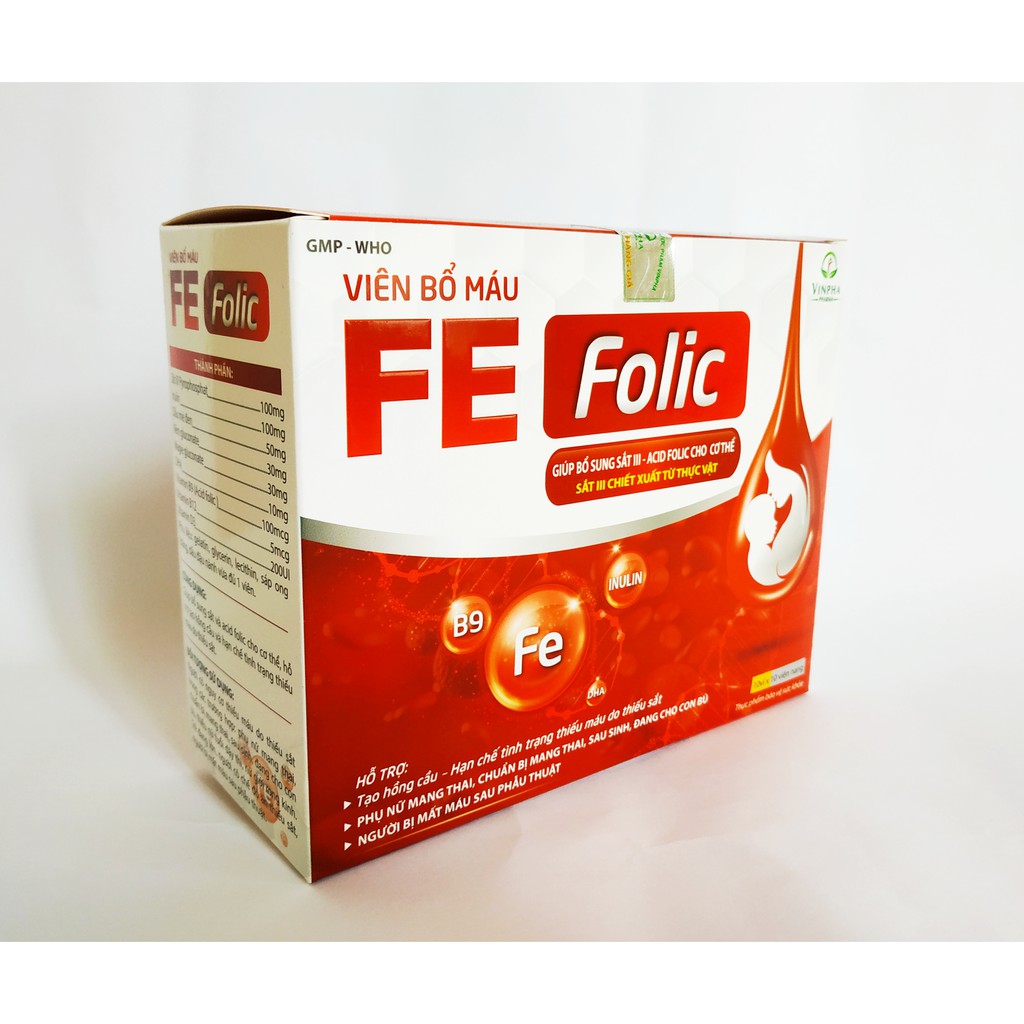 VIÊN BỔ MÁU FE FOLIC - GIÚP BỔ SUNG SẮT III, ACID FOLIC CHO CƠ THỂ - SẮT III CHIẾT XUẤT TỪ THỰC VẬT KHÔNG NÓNG, TÁO BÓN