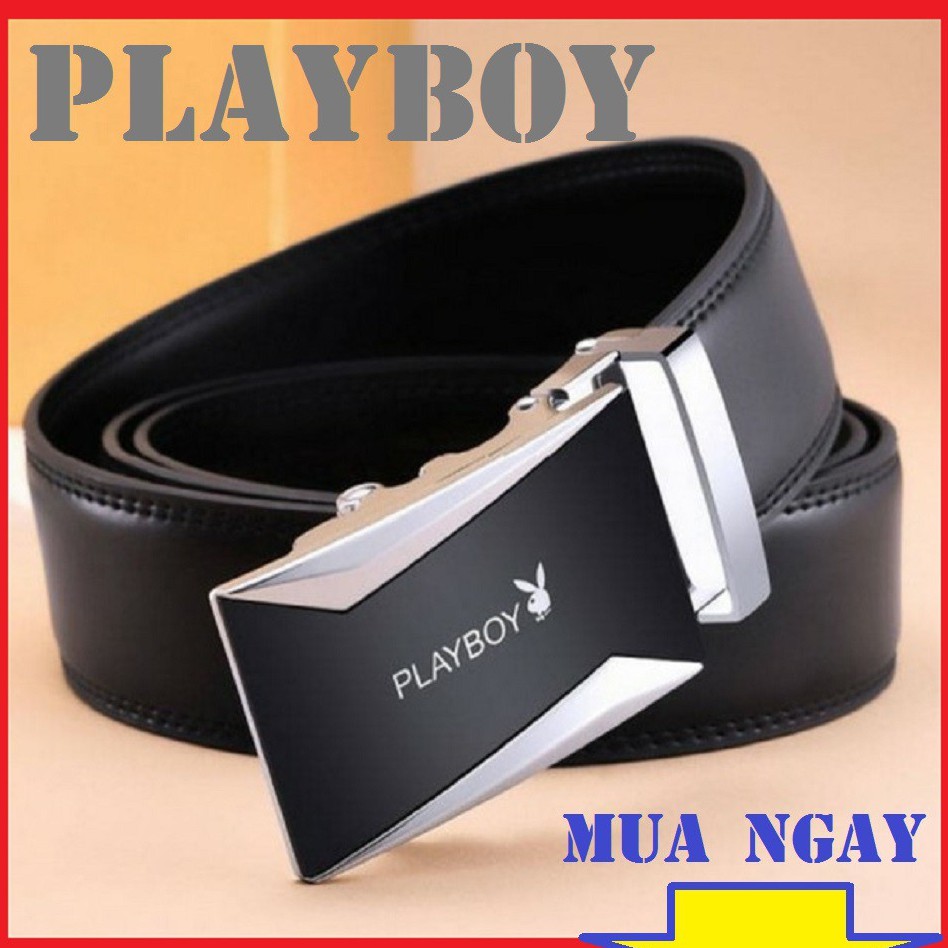 Thắt Lưng Da Nam Cao Cấp Khóa CROM Dây Nịt Nam Da Bò 100% Chính Hãng Playboy Mặt Bạc Nam Tính Chính Hãng