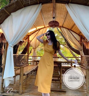Đầm cổ u tay phồng