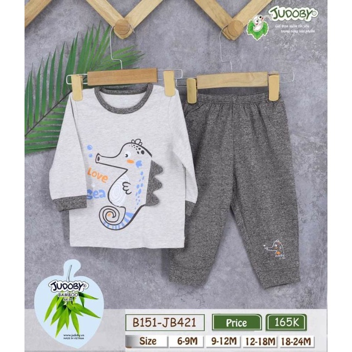 Bộ dài tay cài vai bé trai bé gái Judoby- chất sợi tre kháng khuẩn, siêu mềm mịn