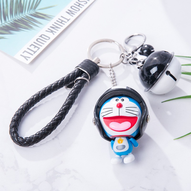 Móc Khóa Hình Mèo Máy Doraemon Đội Mũ Bảo Hiểm Dễ Thương