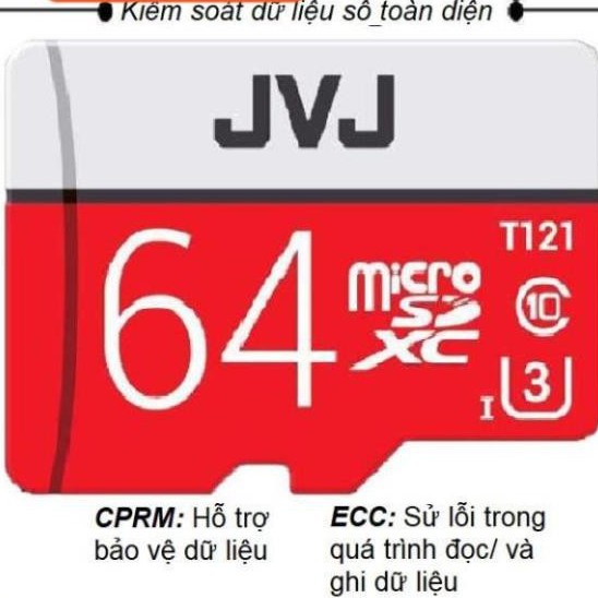 Thẻ nhớ 128Gb /64Gb /32Gb /16GB JVJ Pro U3 Class 10-chính hãng chuyên dụng camera | BH 2 Năm