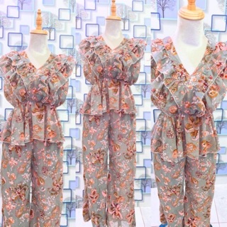 Sale set bộ hoa siêu đẹp quần ống suông