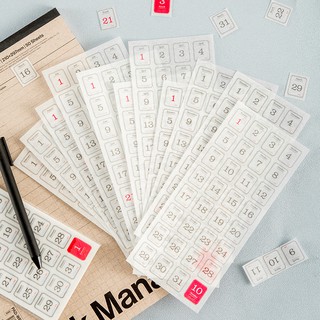 Set 12 miếng dán ghi ngày tháng trang trí sổ tay thủ công độc đáo