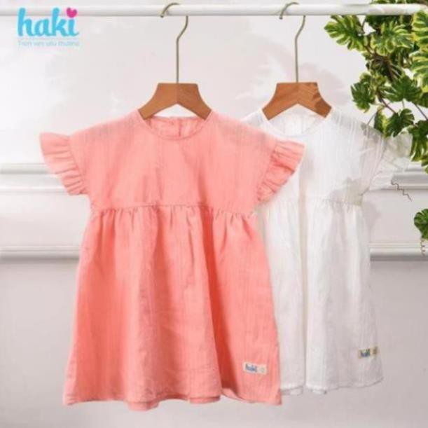 Váy bé gái liền vai tay quấn bèo HAKI-HK516, váy thiết kế cho bé, đầm hè cho bé gái