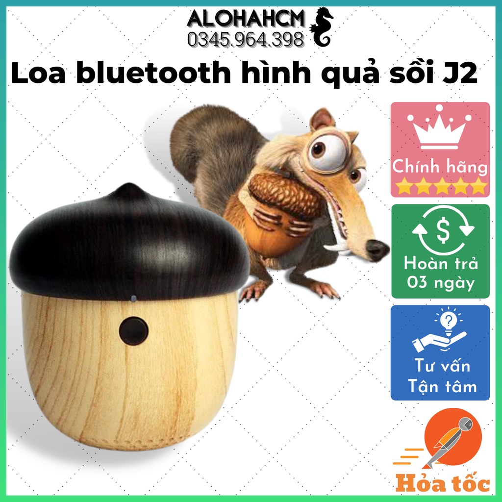 Loa Quả Sồi J2 Nhỏ Gọn Độc Đáo - Loa không dây 400mAh có dây treo, âm thanh lập thể HD, hỗ trợ đàm thoại