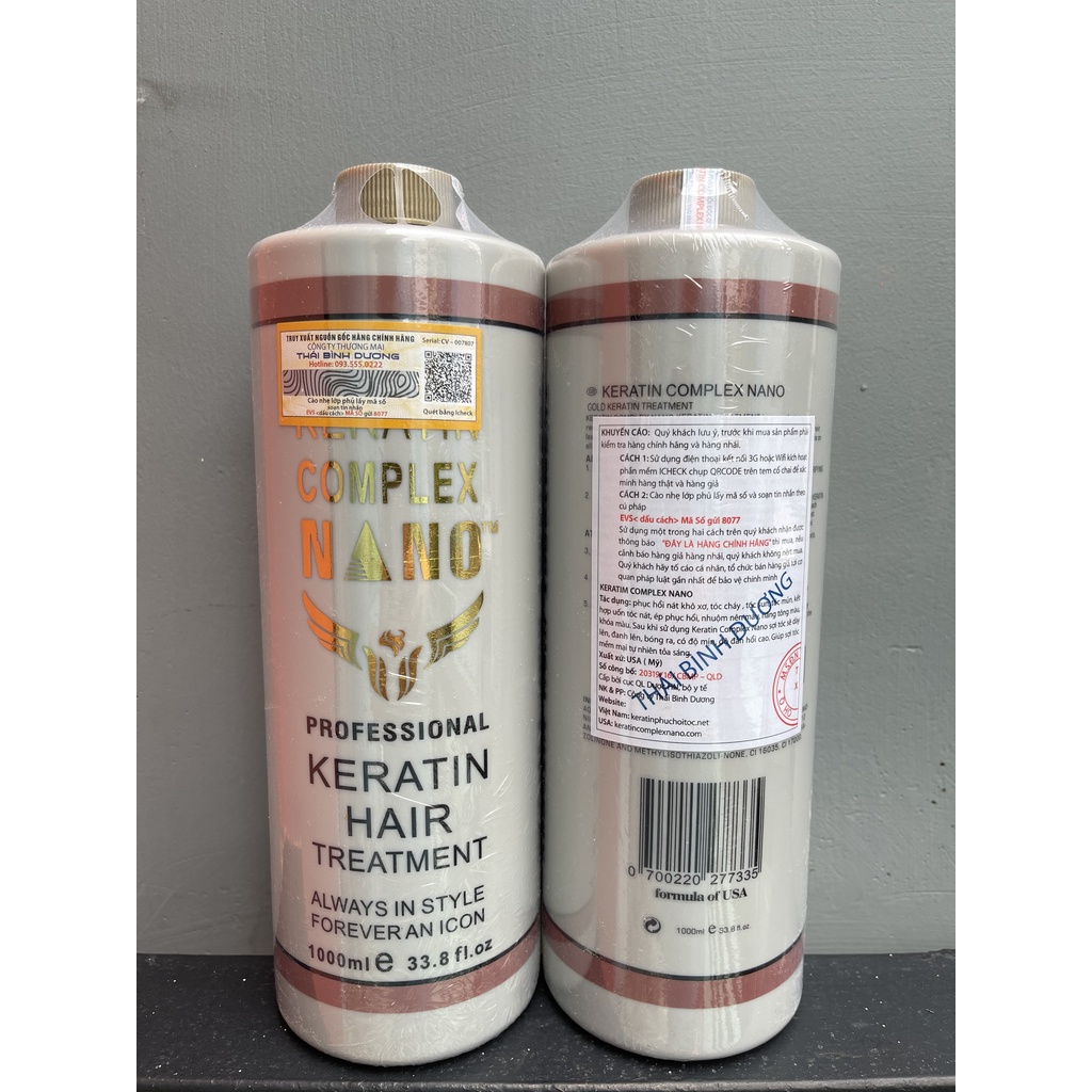 Phục hồi tóc nát keratin nano complex 1000ml