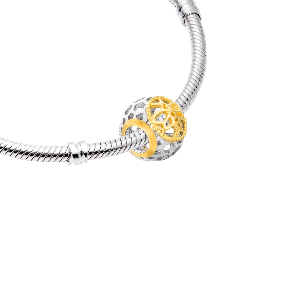 Hạt Charm bạc PNJSilver tổ ong tròn 0000C060002