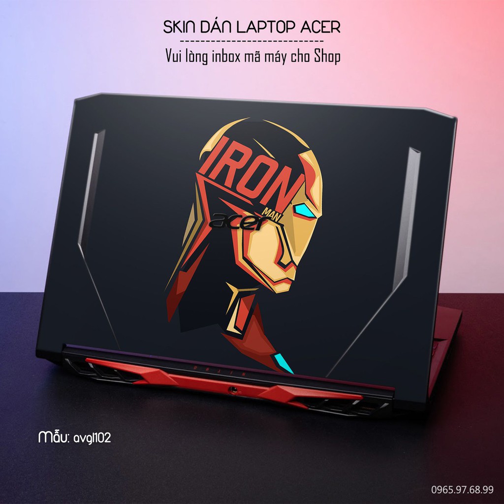 Skin dán Laptop Acer in hình iron man - Avenger - avgl102 (inbox mã máy cho Shop)