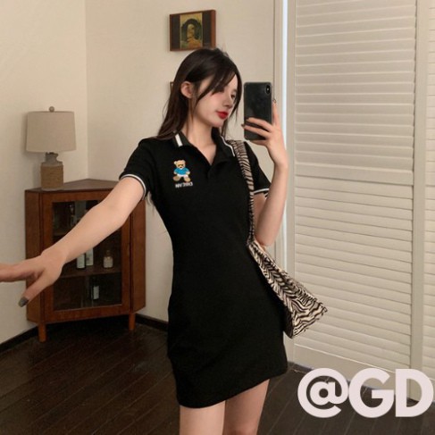 Đầm Polo Họa Tiết Gấu /Váy Body Nữ Cộc Tay Dáng Ngắn 3 Màu_MoonUnisex | BigBuy360 - bigbuy360.vn