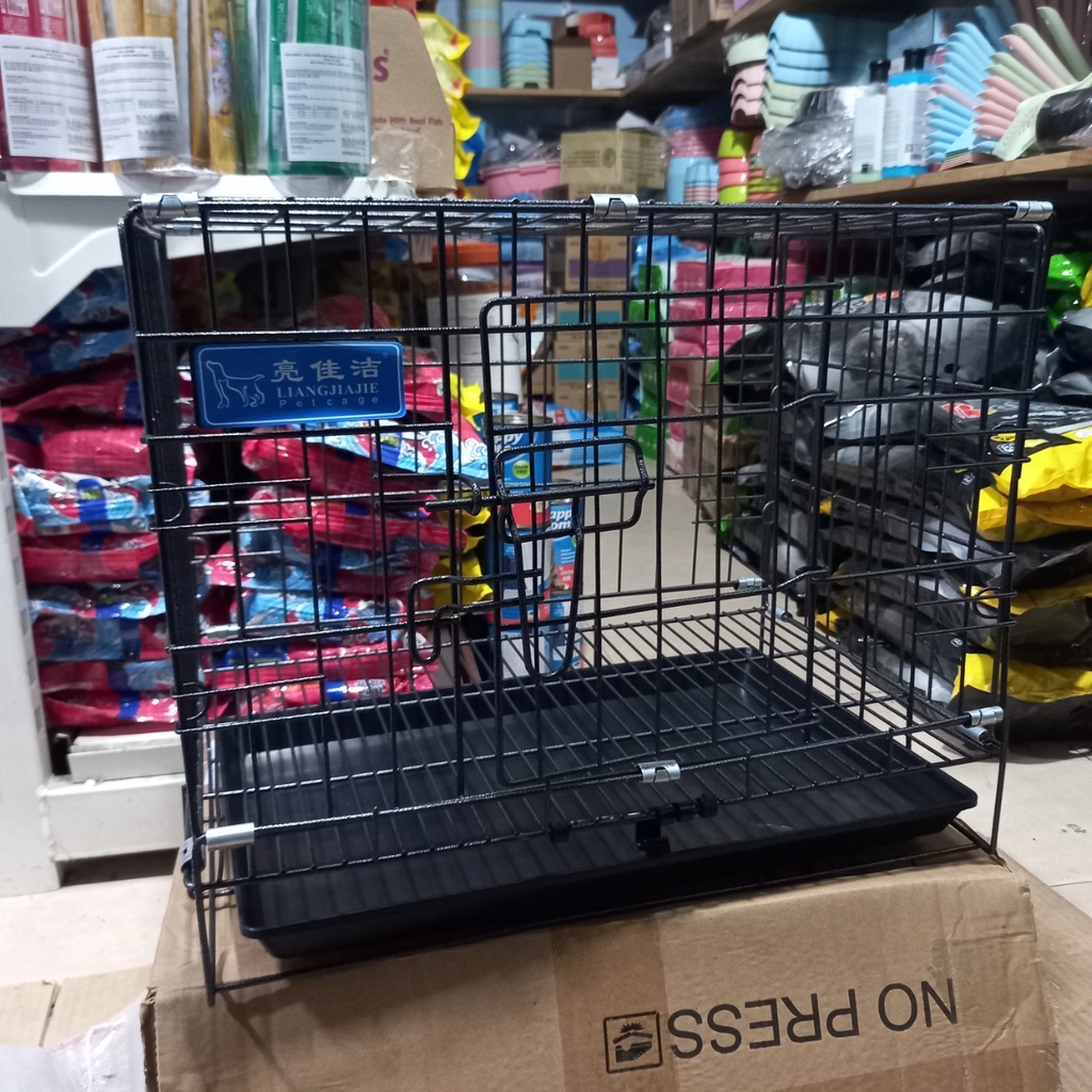 Lồng chó mèo chống han gỉ, Chuồng chó mèo tặng khay vệ sinh size S kích thước 46cm x 32cm
