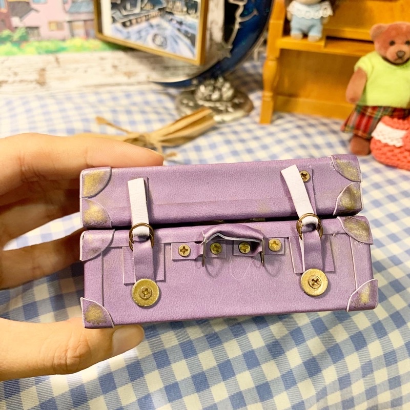 Vali da mini tím handmade đồ chơi decor dễ thương