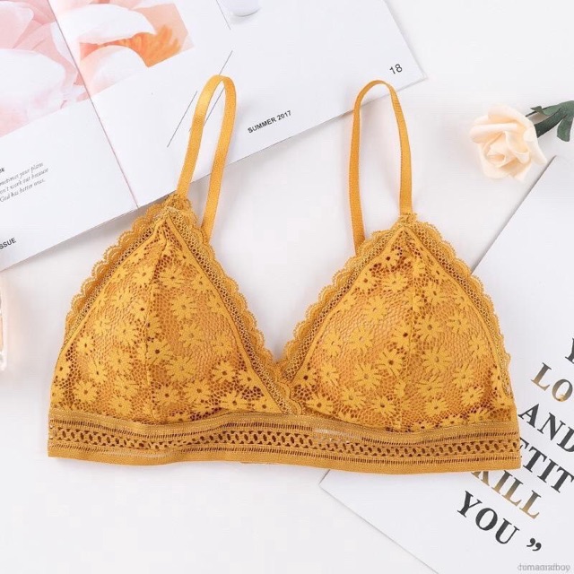 Áo ngực ren không gọng - Áo Bralete kiểu pháp Ôm nâng ngực Tự nhiên