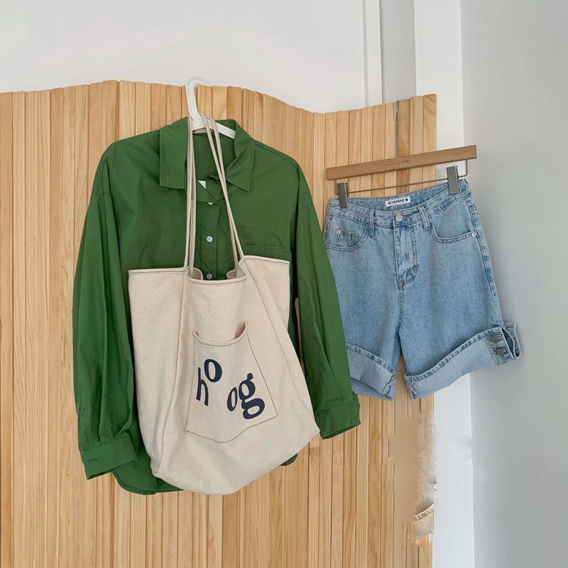 Túi Vải canvas Đeo Vai Sức Chứa Lớn Phong Cách Hàn Quốc Thời Trang Cho Nữ