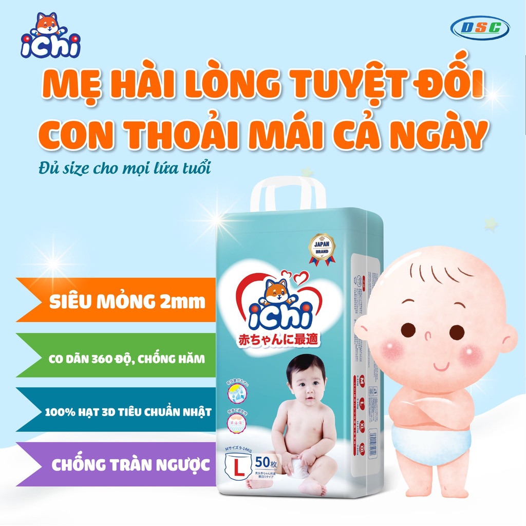Bỉm quần ICHI suất Nhật siêu thấm hút size M52, L50 ,XL48 ,XXL46