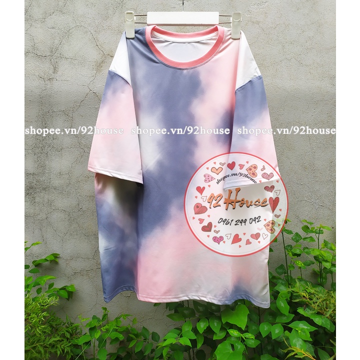 Áo thun unisex nam nữ loang màu xám cà rốt freesize form rộng tay lỡ