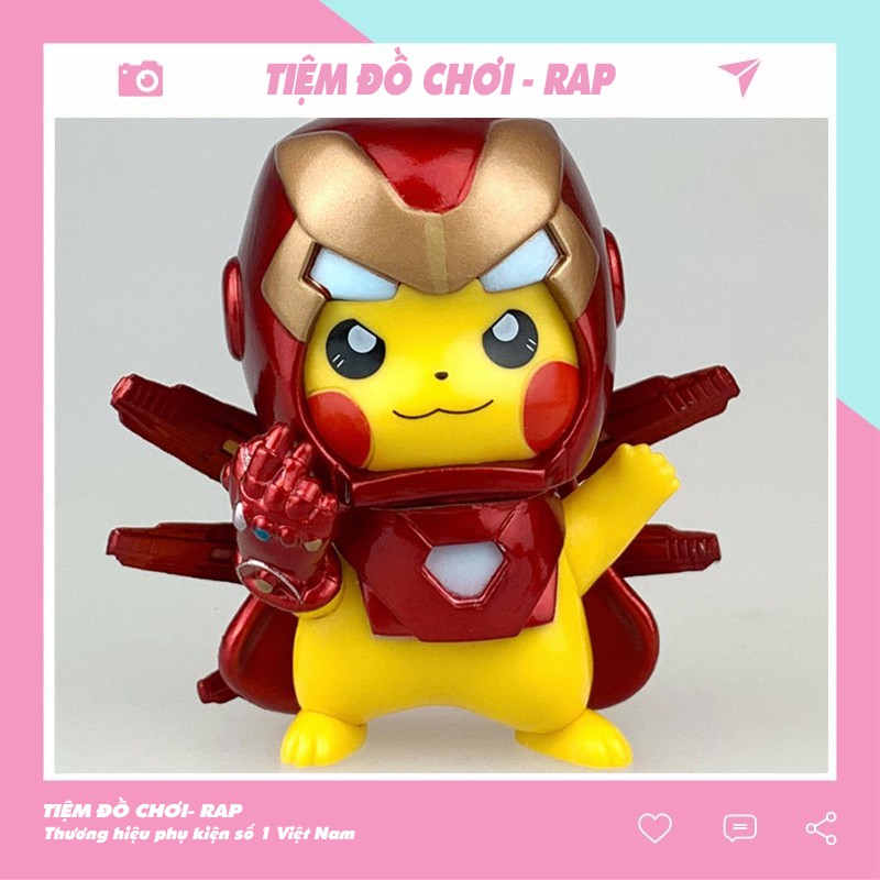 Mô hình Pikachu Iron Man trang trí góc học tập, làm việc, góc gaming, làm giá đỡ VGA cao 11cm