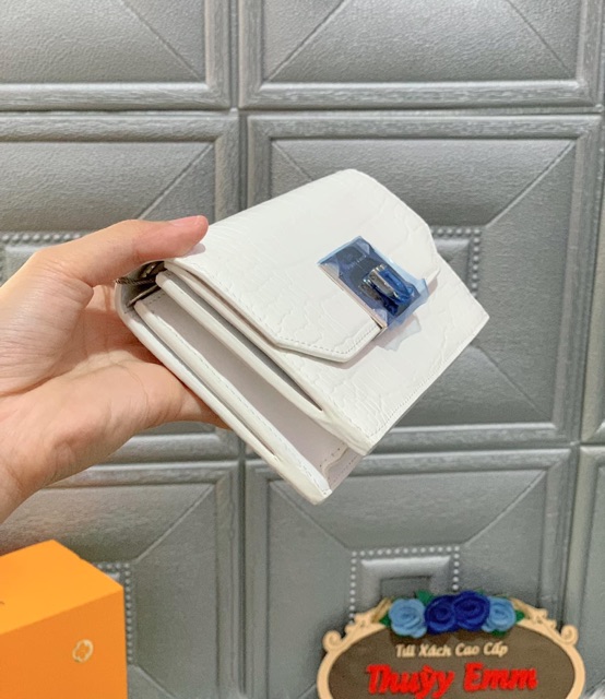 Cầm tay clutch ví ck vân rắn khoá gập có dây đeo