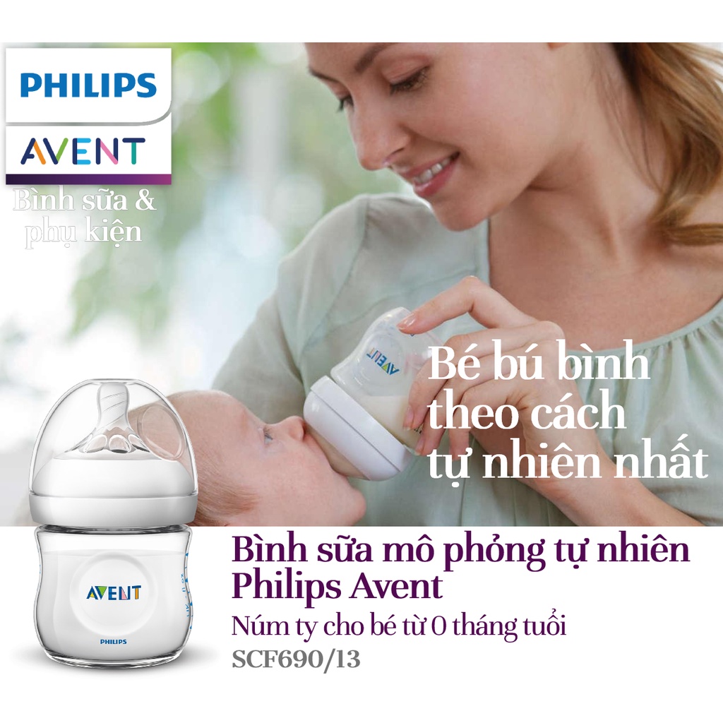 Philips Avent bình sữa mô phỏng tự nhiên 125ml cho bé từ 0 tháng SCF690/13