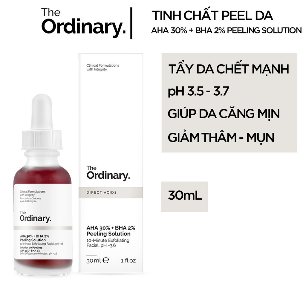 Tinh chất tẩy tế bào chết hóa học The Ordinary AHA 30% + BHA 2% Peeling Solution 30ml