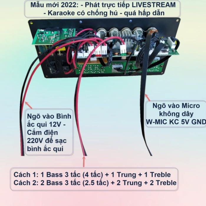 Mạch loa kéo LIVESTREAM DSP lập trình chống hú IC MD9840 150W có nguồn xung, Loa kéo 4 – 3 tấc đơn hoặc 3 – 2.5 tấc đôi