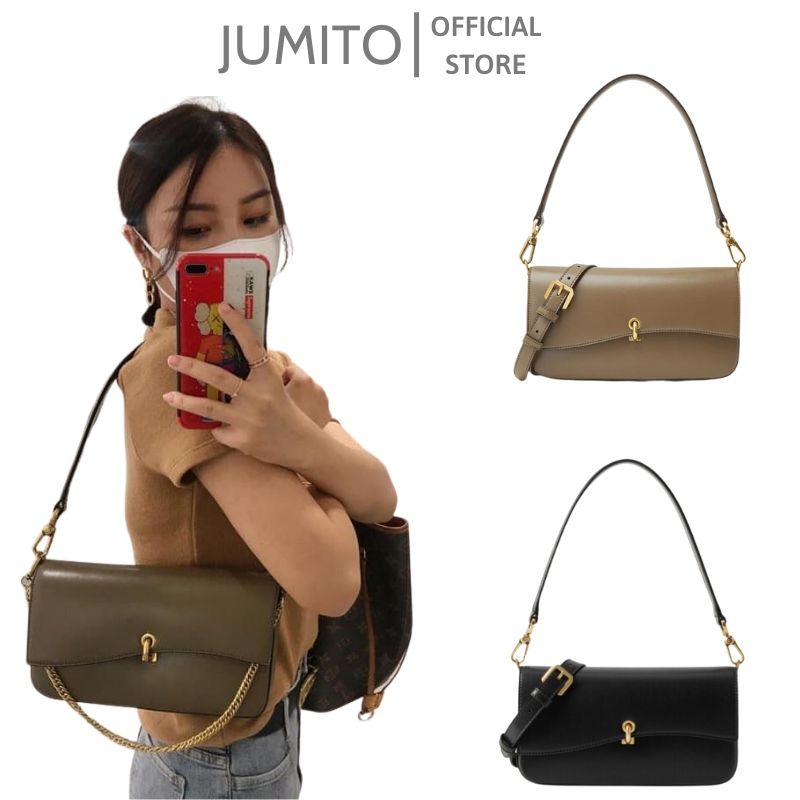 Túi xách nữ đeo chéo đeo vai trơn basic khóa cài trend 2022 siêu xinh JUMITO AA1132