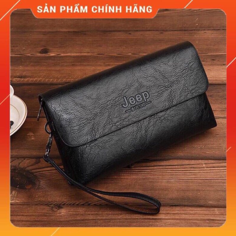 Ví nam da bò cầm tay dáng dài JEEP BULUO bóp nhiều ngăn để điện thoại giấy tờ làm công sở đa năng VCT1