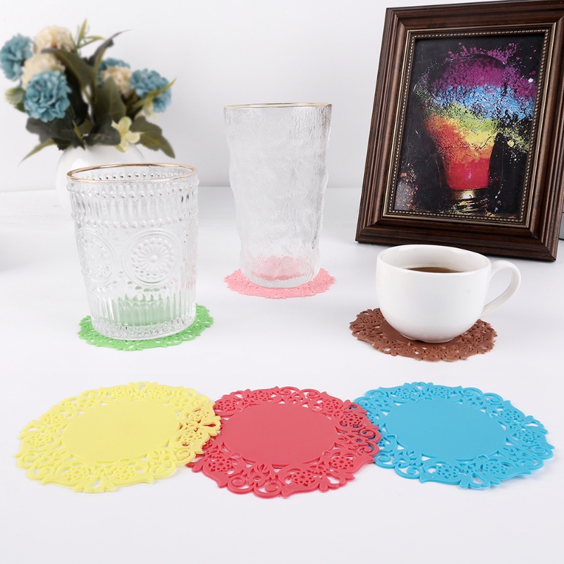 Tấm Lót Ly Bằng Silicone Chống Trượt Cách Nhiệt Thiết Kế Rỗng Tiện Dụng