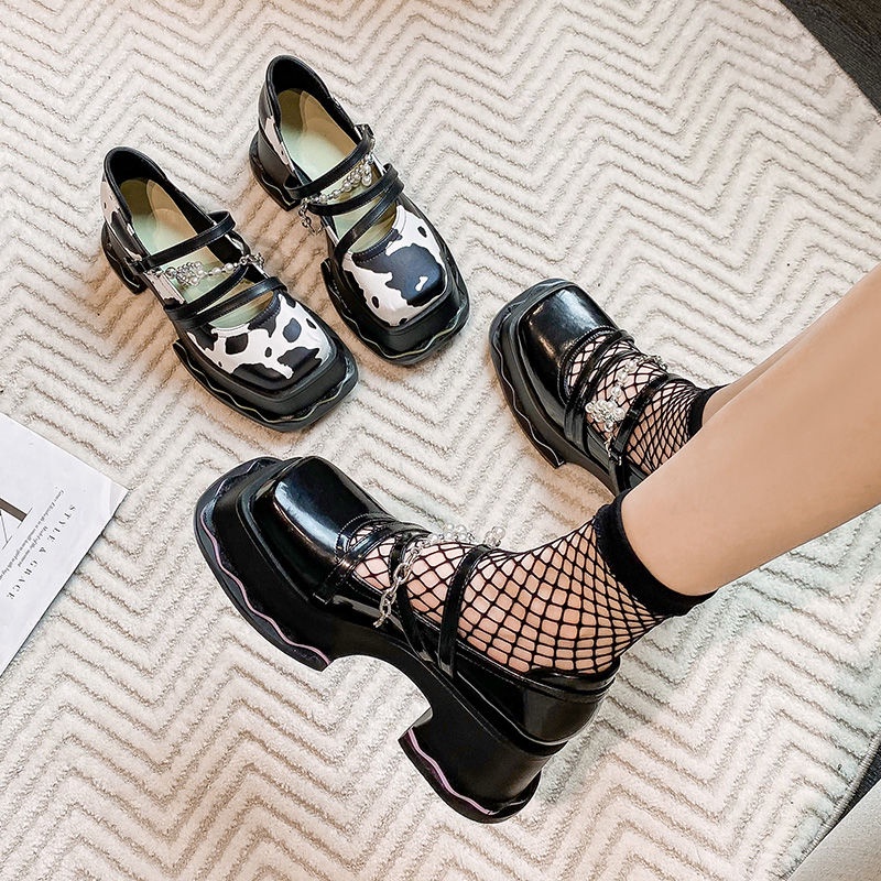 Giày Cao Gót 2022 Mũi Vuông Đế Dày Phong Cách Anh Quốc Kiểu Mới Cho Nữ