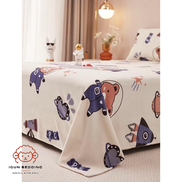 Set ga gối nỉ nhung hoạ tiết hoạt hình đáng yêu