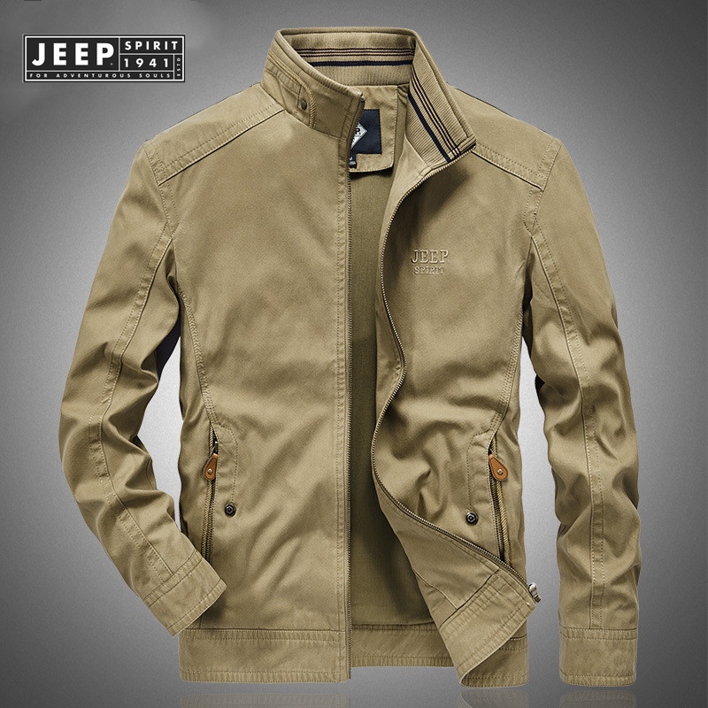 JEEP SPIRIT 1941 ESTD Thu Đông Áo khoác nam Áo khoác quân đội Áo khoác nam rộng thùng thình bông Windproof Jacket Cộng với kích thước 6XL