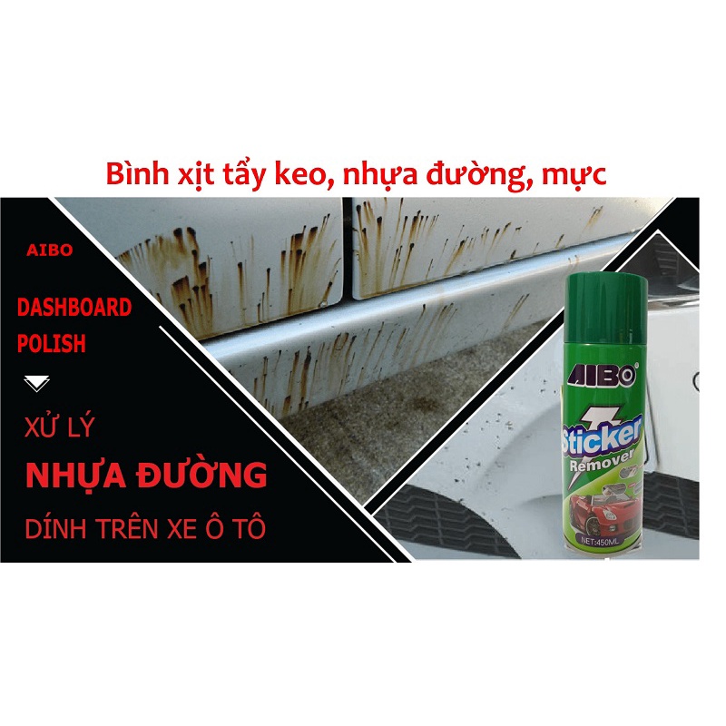 Bình xịt tẩy vết bẩn, keo dán, nhựa đường AIBO chính hãng