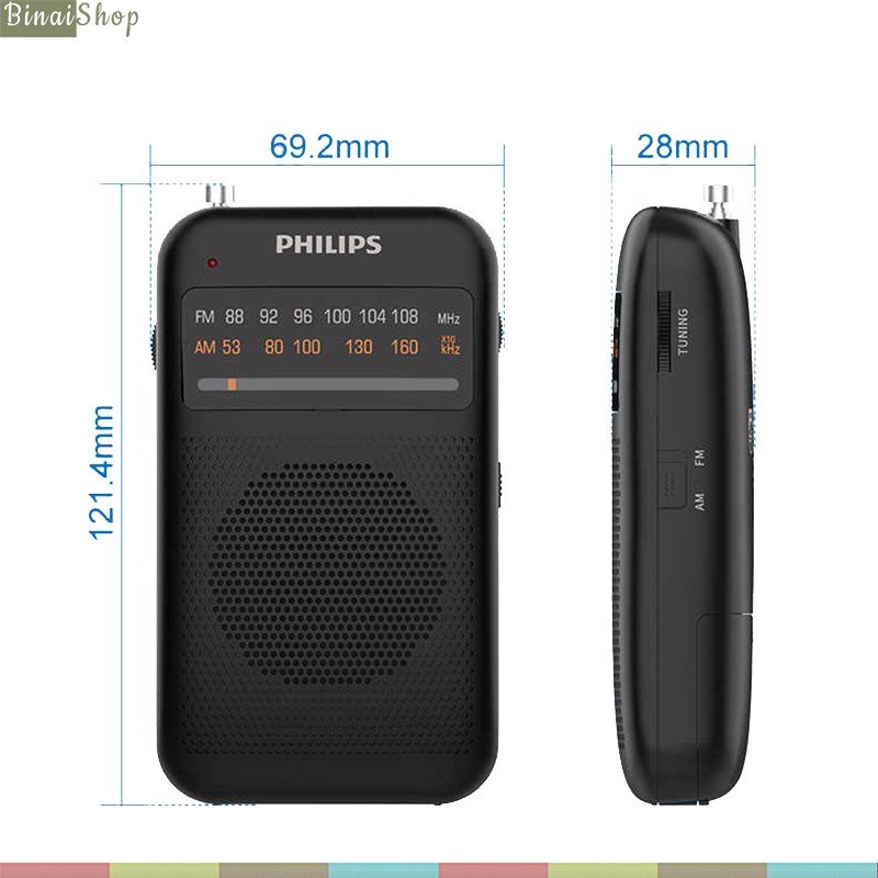 Philips TAR1368 - Đài Radio AM/FM Cổ Điển Bỏ Túi
