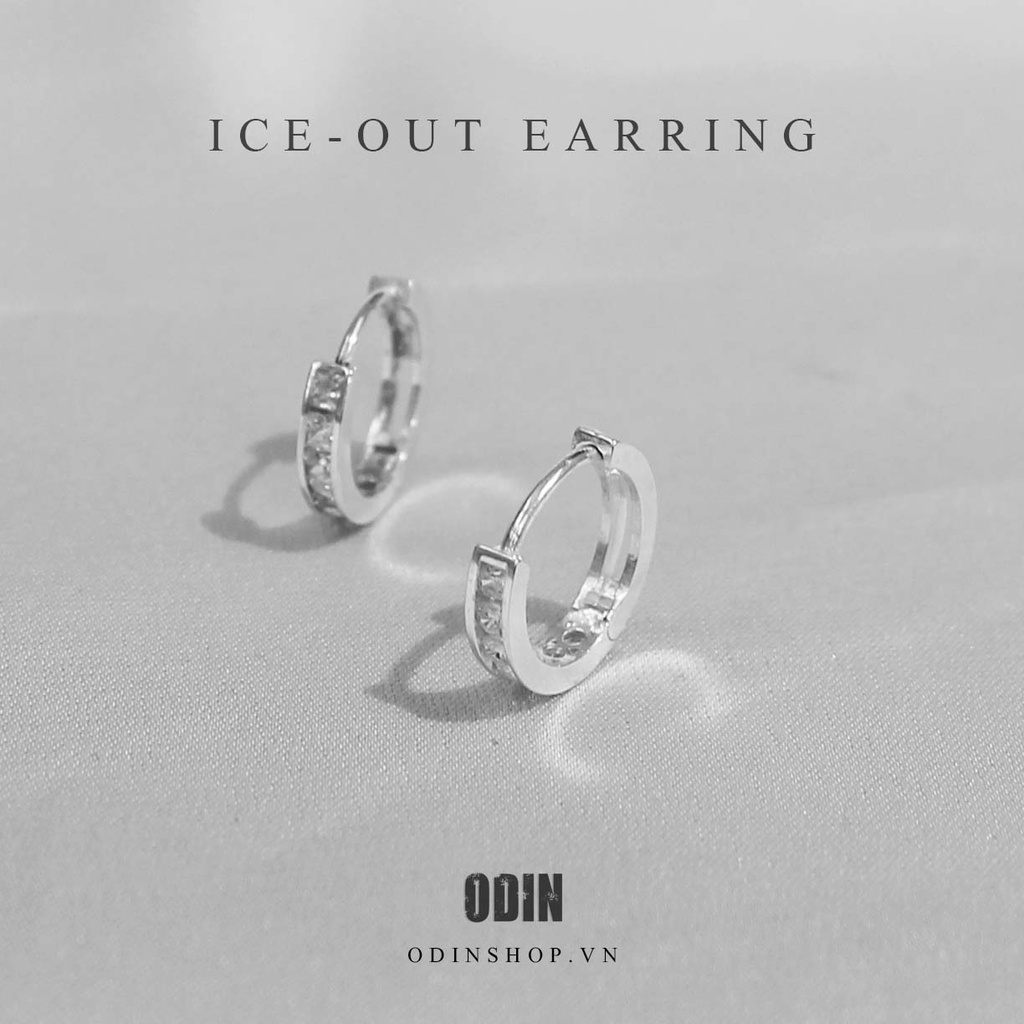 Khuyên tai Bạc vòng đính đá Nam Nữ - Ice out Earring S925 Silver