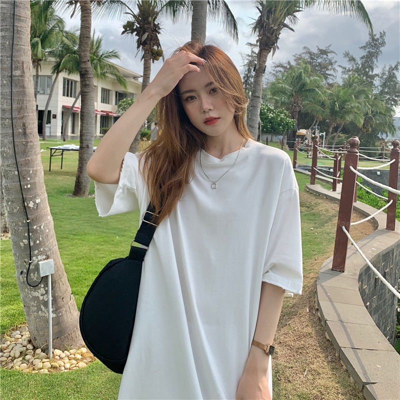 Áo thun SUXI ngắn tay cổ tròn màu sắc đơn giản phong cách thời trang mùa hè