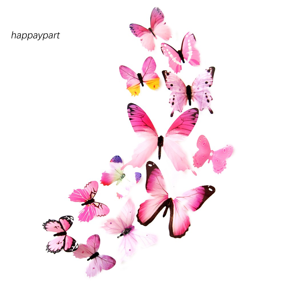 Rxjj 3d gradient butterfly wall stickers wings foldable decal indoor - ảnh sản phẩm 2