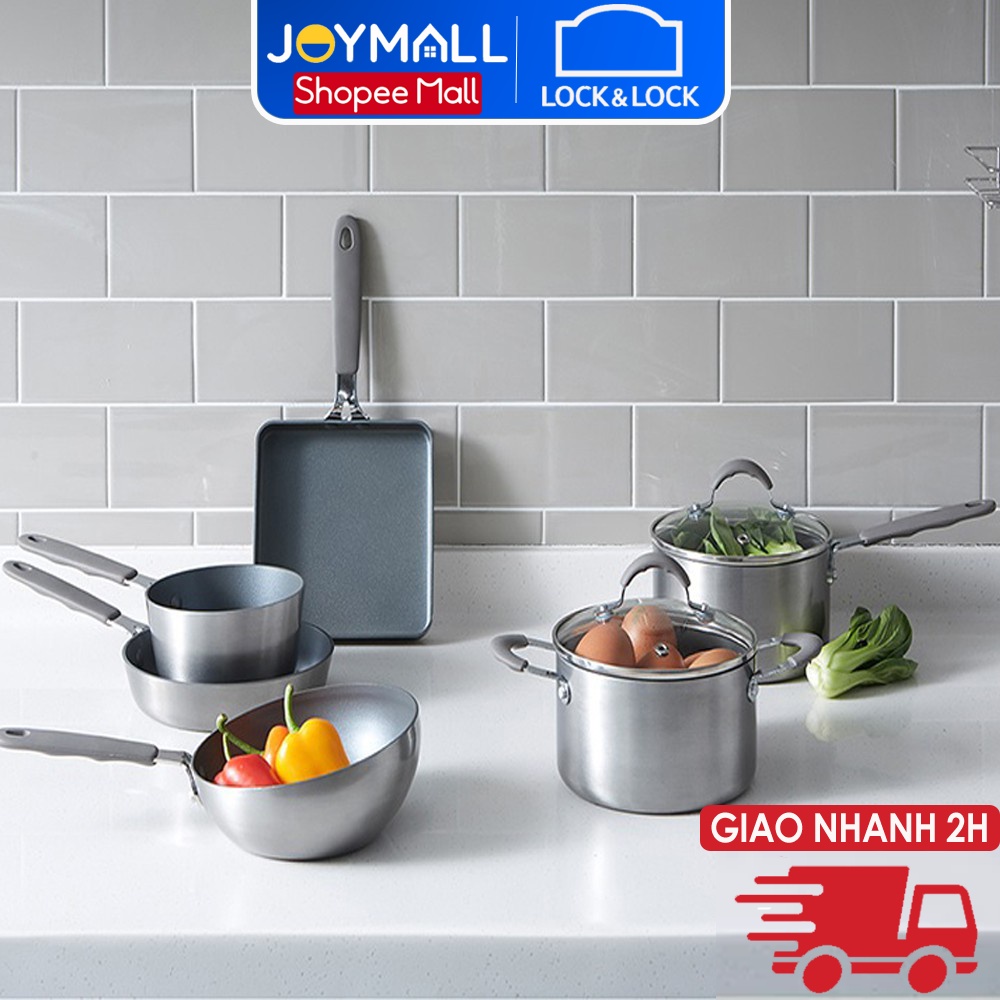 Nồi chảo Lock&amp;Lock nhôm chống dính mini Handycook nhiều size - Hàng chính hãng, không dùng trên bếp từ - JoyMall