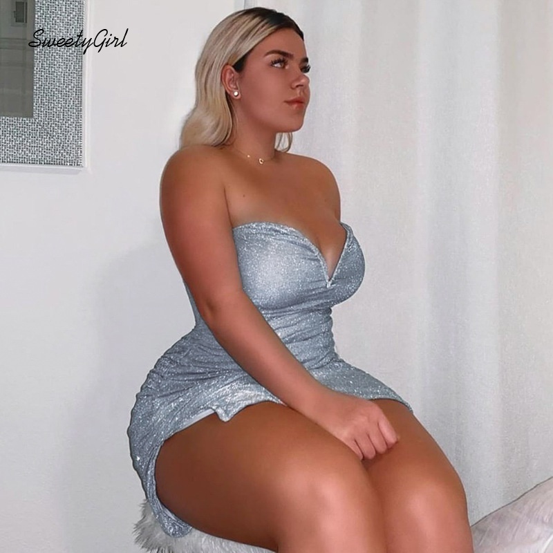 Đầm mini dáng ôm cổ chữ V màu trơn hở vai kiểu dáng gợi cảm cho nữ