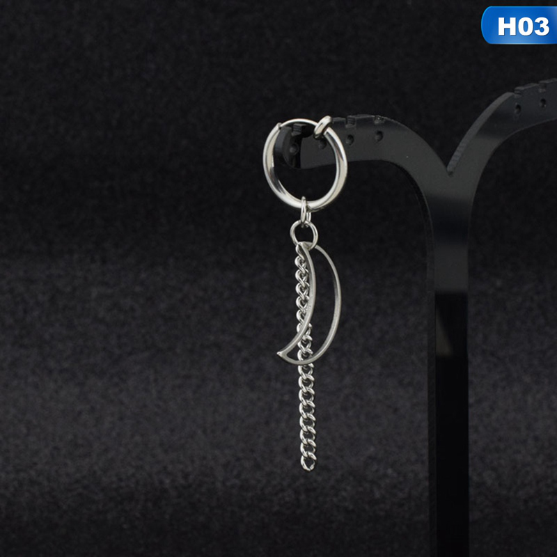 Khuyên tai dáng dài hình mặt trăng phong cách Got7 thời trang