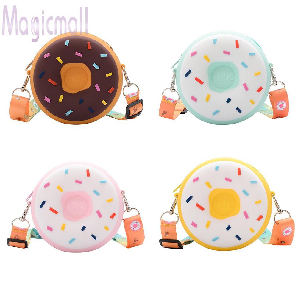 Túi đeo chéo thiết kế hình bánh Doughnut đáng yêu bằng silicon đáng yêu cho bé