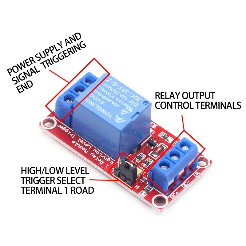 Relay Module với Optocoupler Hỗ Trợ Mức Cao và Thấp Kích Hoạt đối với Arduino