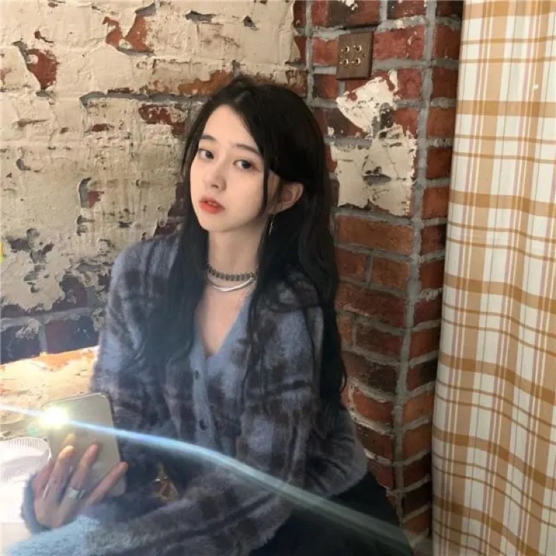 Áo khoác Cardigan len xù dài tay phong cách hàn quốc