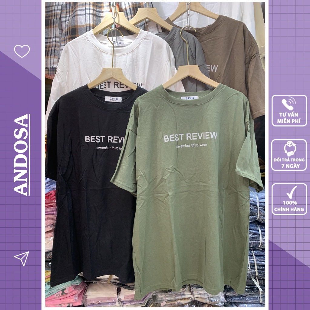 Áo thun 3158 in chữ tay lỡ form rộng phông nam nữ chất cotton hàng Quảng Châu ANDOSA AT19