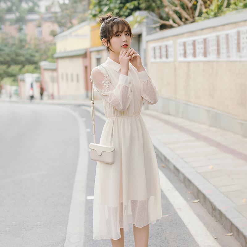 Đầm Voan Dài Tay Phối Lưới Xinh Xắn Dành Cho Nữ | BigBuy360 - bigbuy360.vn