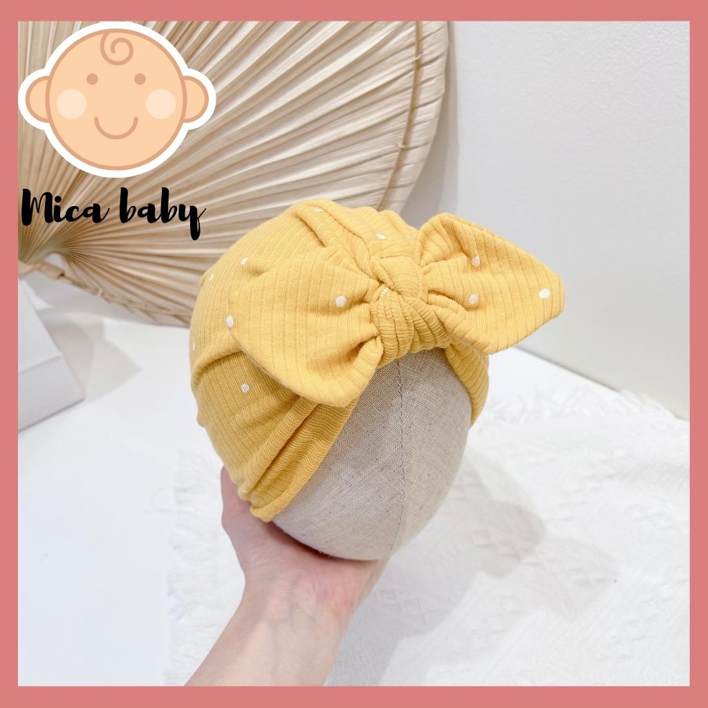 Mũ nón turban vàng chấm bi cho bé 6-10kg Mica Baby MTB83
