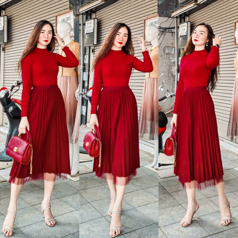 Chân váy dập ly dạ cát phối ren lưới mặc được 2 mặt, full 9 màu đẹp xuất sắc, mix đồ siêu xinh. Ảnh thật