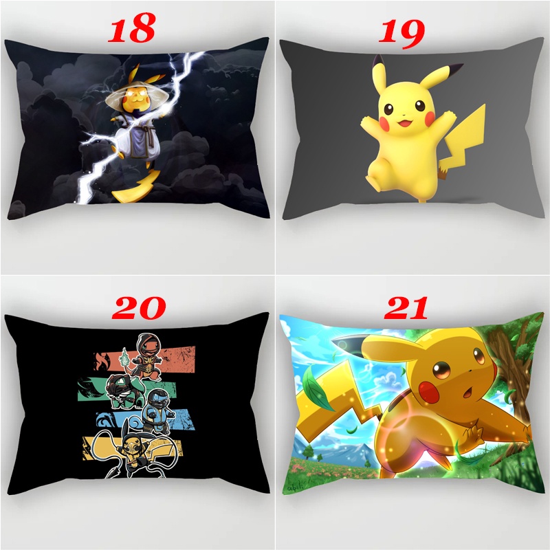 Vỏ Gối Chữ Nhật In Hình Pikachu Pokemon Trang Trí Nhà Cửa